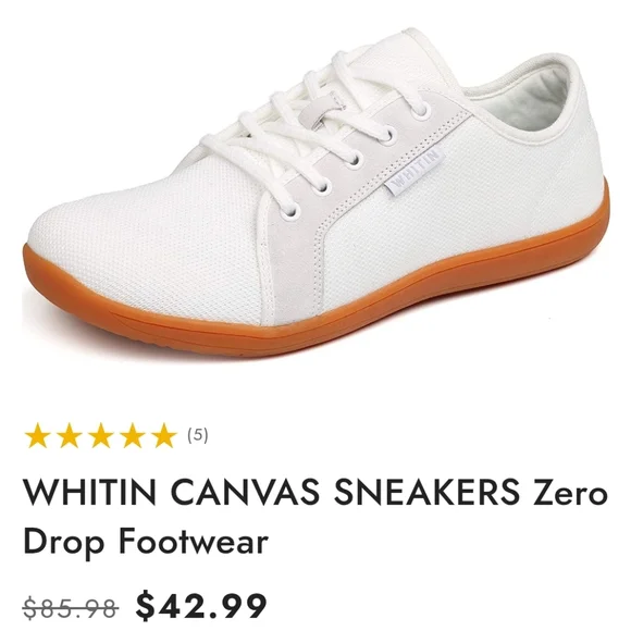 WHITIN White Canvas Sneakers With Orange Sole Size 39 NWOT - Picture 1 of 8